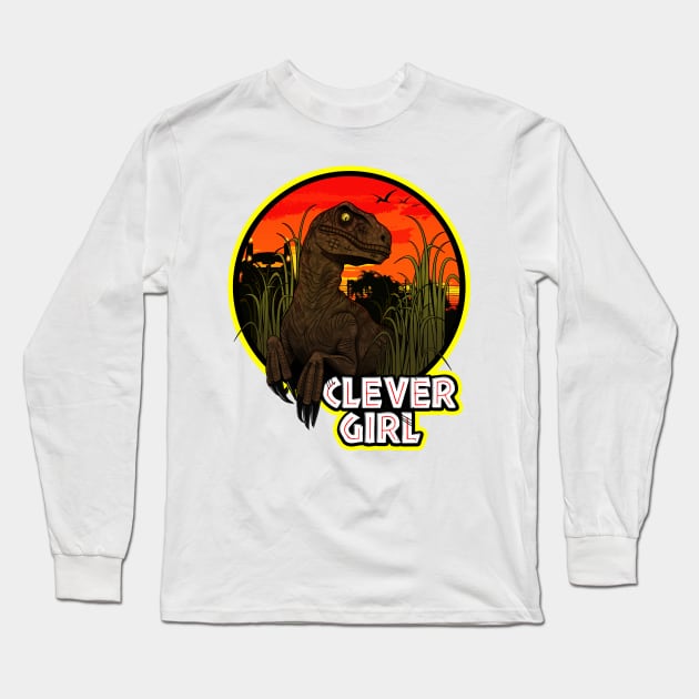Clever Girl Raptor Long Sleeve T-Shirt by NateArtDesign